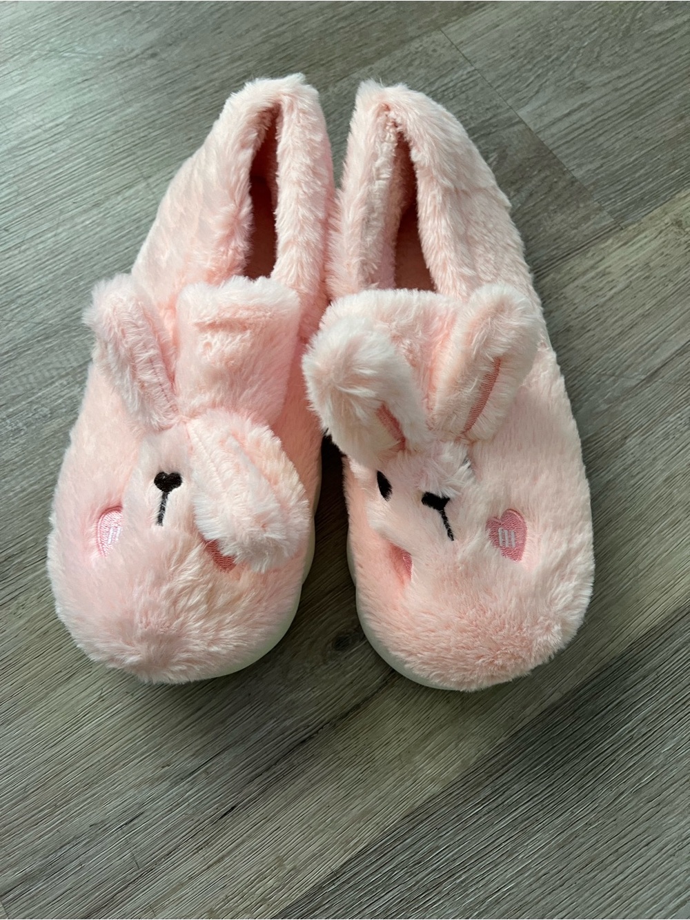 Pink Bunny Plush Slippers